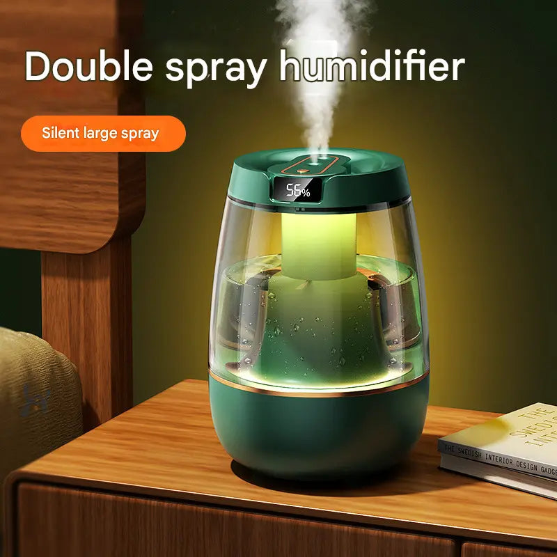 Green 3.5L Smart Cool Mist Humidifier with Dual Nozzle & Digital Display - Ultra-Quiet Air Purifier for Bedroom and Office Wholesale Hub