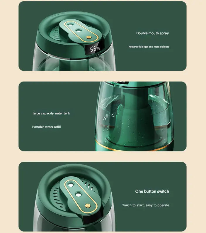 Green 3.5L Smart Cool Mist Humidifier with Dual Nozzle & Digital Display - Ultra-Quiet Air Purifier for Bedroom and Office Wholesale Hub