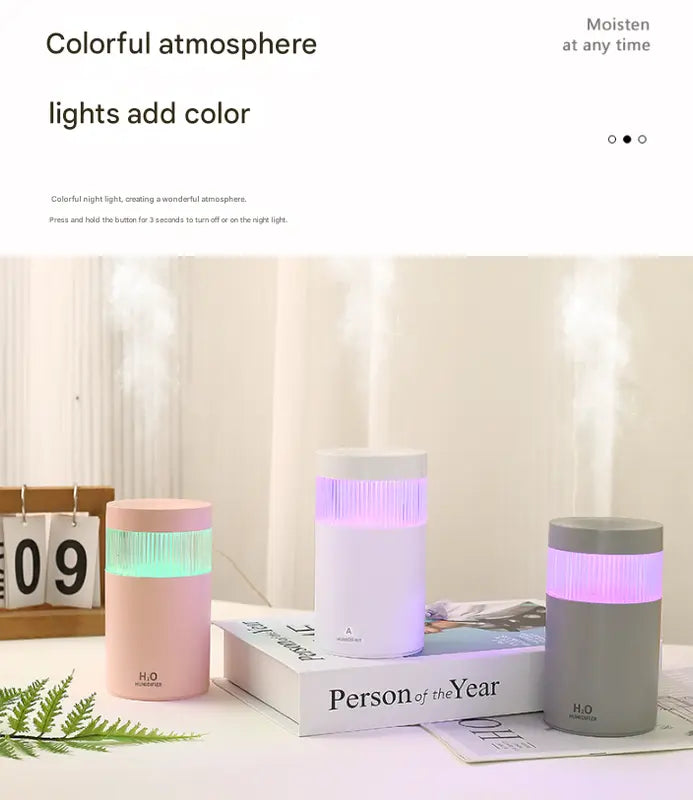 2-Piece Pink Mini Desktop Humidifier - Portable Mist Maker for Home and Car Use Wholesale Hub