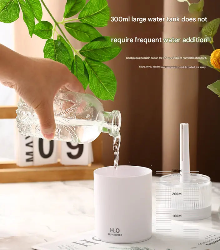 2-Piece Grey Mini Desktop Humidifier - Portable Mist Maker for Home and Car Use Wholesale Hub