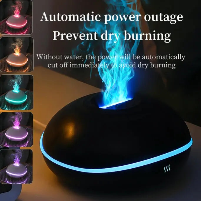 Black Mini USB Aromatherapy Diffuser with Flame Projection - Portable Humidifier for Home and Car Use Wholesale Hub