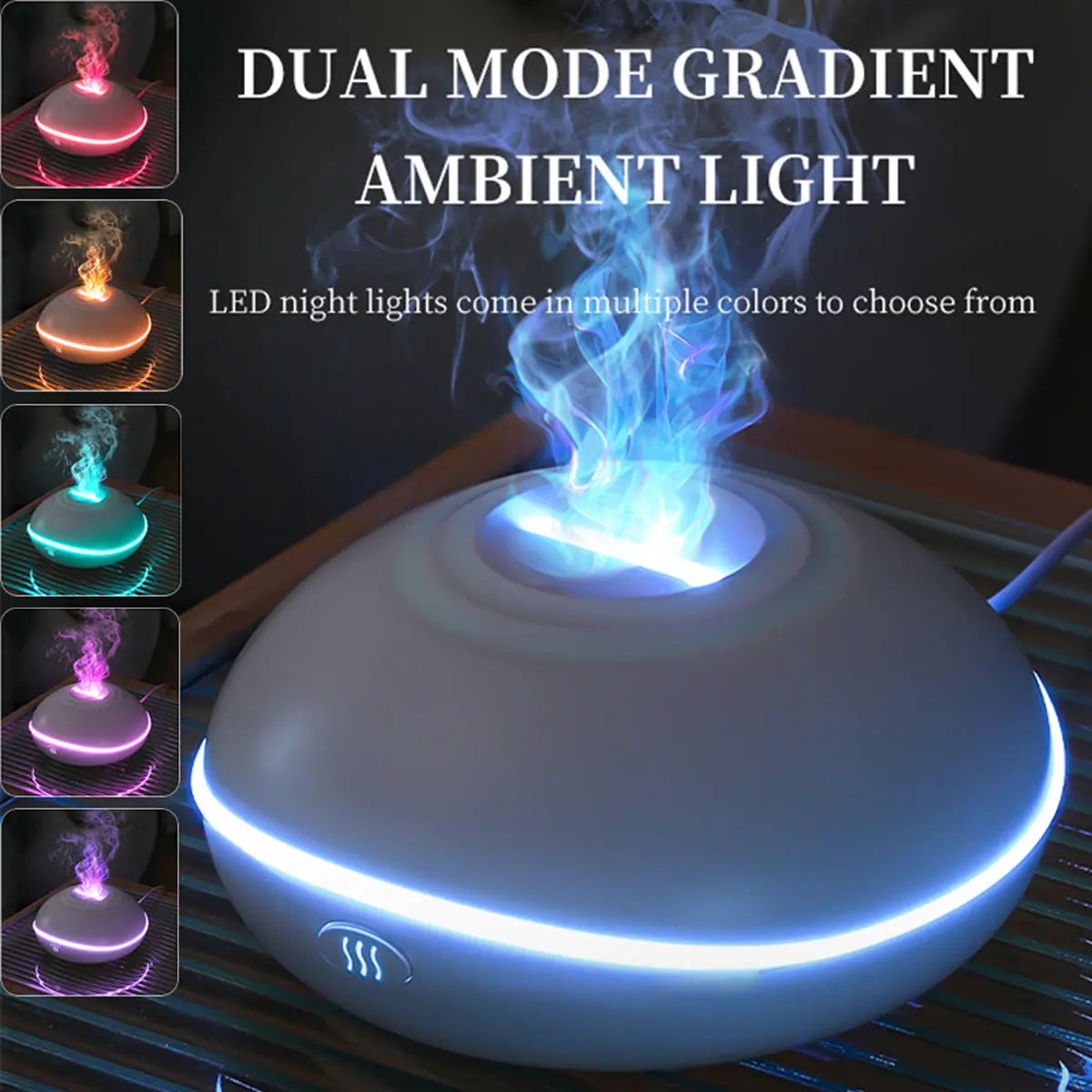 White Mini USB Aromatherapy Diffuser with Flame Projection - Portable Humidifier for Home and Car Use Wholesale Hub