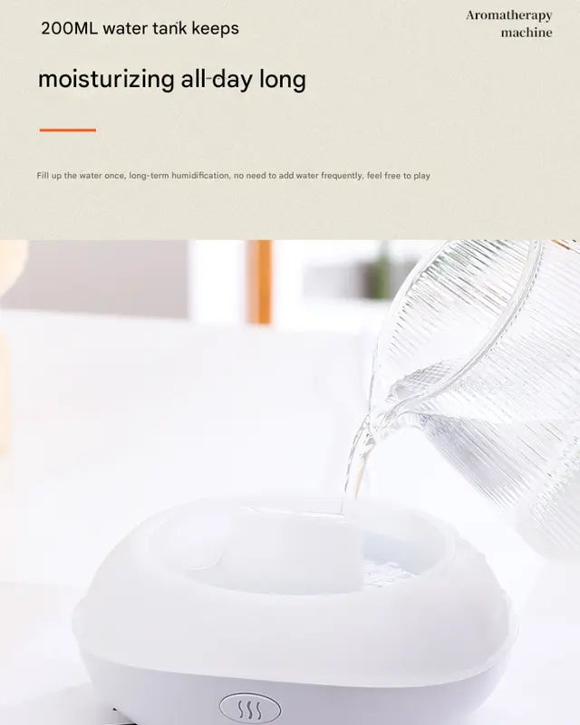 White Mini USB Aromatherapy Diffuser with Flame Projection - Portable Humidifier for Home and Car Use Wholesale Hub