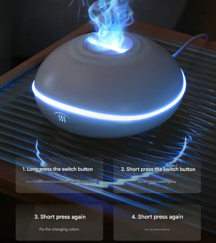 Wood grain Mini USB Aromatherapy Diffuser with Flame Projection - Portable Humidifier for Home and Car Use Wholesale Hub