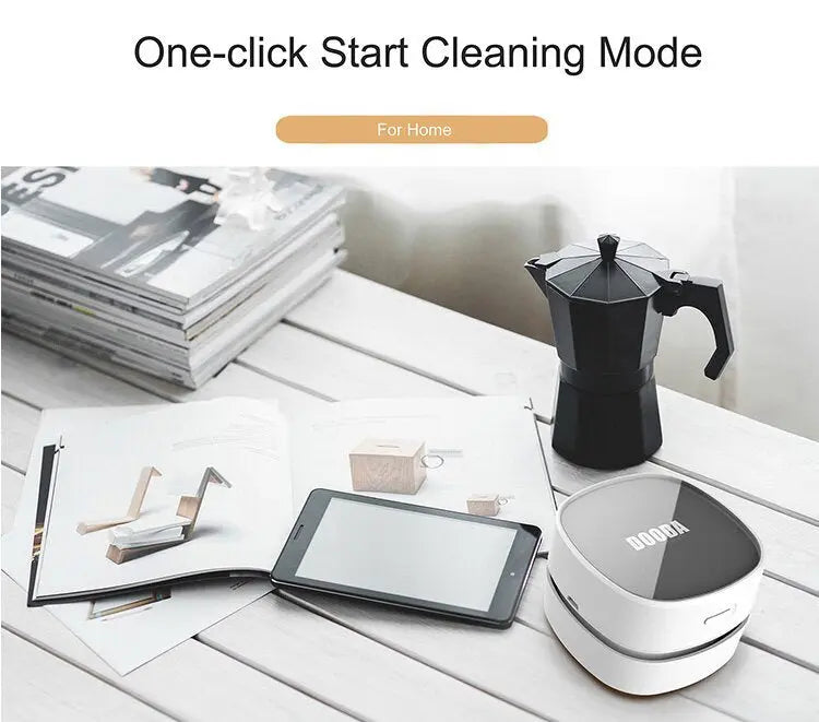 White Rechargeable Cordless Mini Desktop Vacuum - Portable Handheld Cleaner for Desk, Keyboard, Crumb & Dust Wholesale Hub