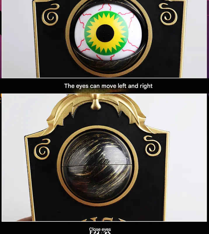 2-Piece Black Halloween Animated Eyeball Doorbell - Spooky Light-Up Prop with Scary Sounds for Party & Door Decoration Wholesale Hub