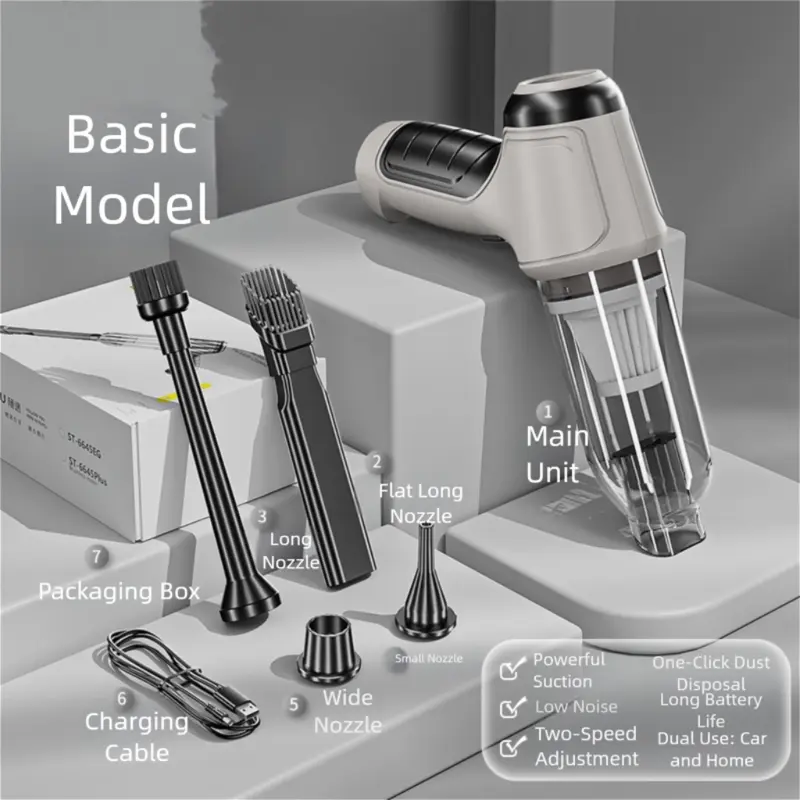 Grayish-white Multi-Functional Cordless Handheld Vacuum Cleaner - Powerful Blower & Inflator for Car and Home Wholesale Hub