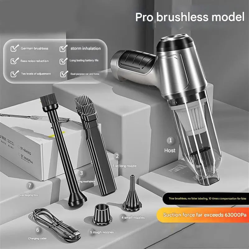 Silver-gray Multi-Functional Cordless Handheld Vacuum Cleaner - Powerful Blower & Inflator for Car and Home Wholesale Hub