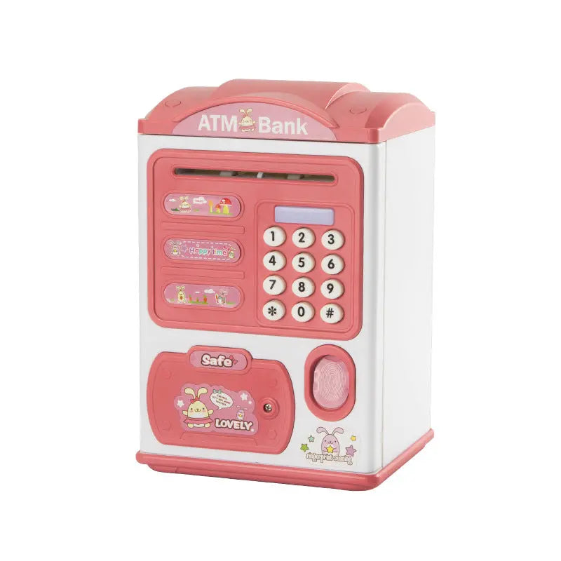 Pink rabbit Kids Smart ATM Piggy Bank - Automatic Bill Scroll, Password & Fingerprint Unlock with Fun Features Wholesale Hub