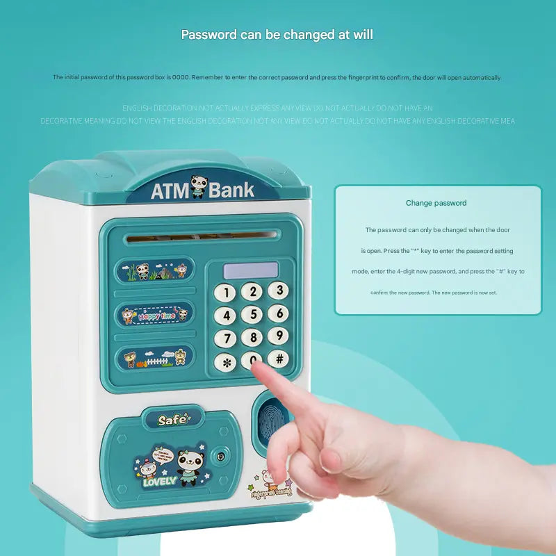 Blue Mouse Treasure Kids Smart ATM Piggy Bank - Automatic Bill Scroll, Password & Fingerprint Unlock with Fun Features Wholesale Hub