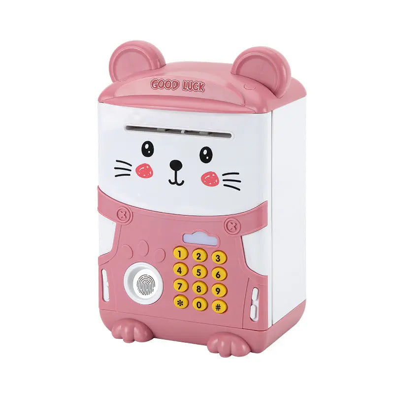 Pink Mouse baby Kids Smart ATM Piggy Bank - Automatic Bill Scroll, Password & Fingerprint Unlock with Fun Features Wholesale Hub