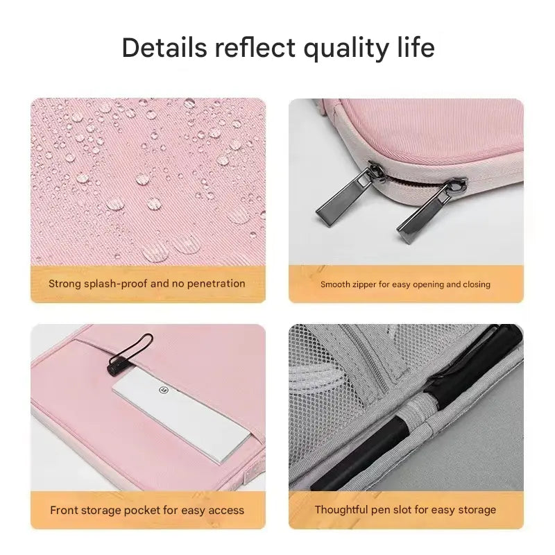 Pink 360° Protective Laptop & Tablet Sleeve with Accessory Organizer - Water-Repellent Carrying Case Wholesale Hub