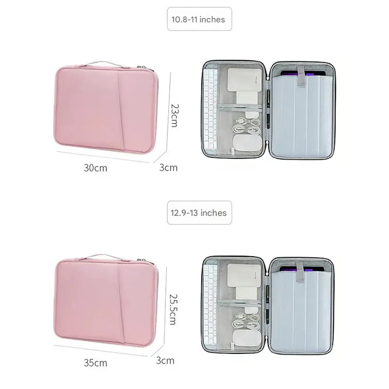 Grey 360° Protective Laptop & Tablet Sleeve with Accessory Organizer - Water-Repellent Carrying Case Wholesale Hub
