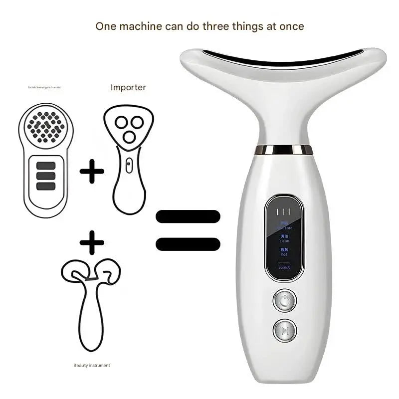 Multi-Functional Neck & Face Beauty Massager - Constant Heat, Ion Infusion & Sonic Vibration(gold) Wholesale Hub