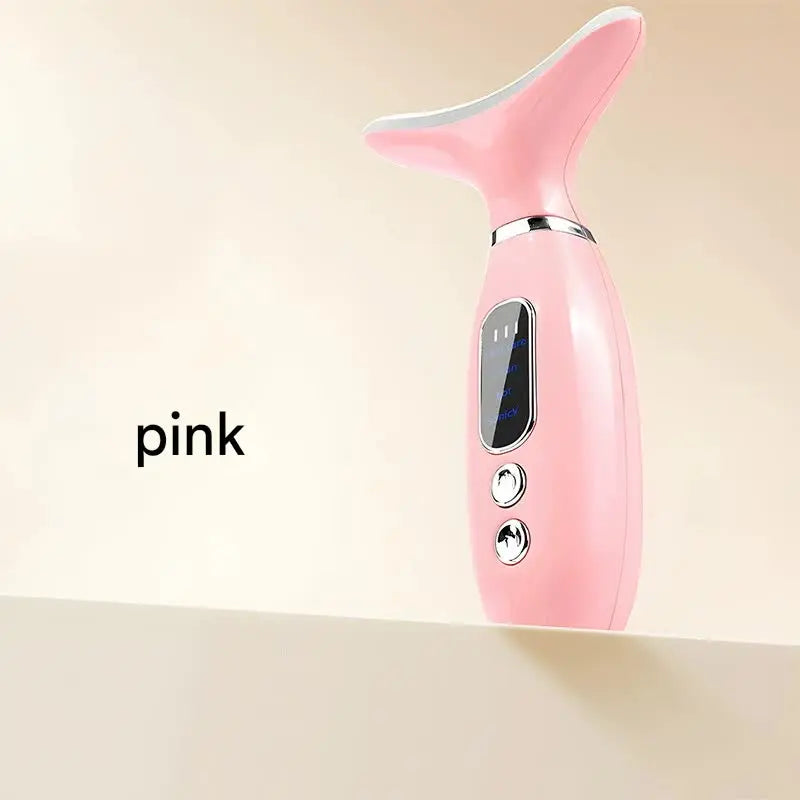 Multi-Functional Neck & Face Beauty Massager - Constant Heat, Ion Infusion & Sonic Vibration(pink) Wholesale Hub