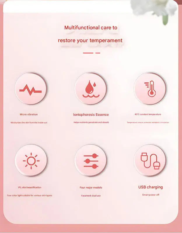 Multi-Functional Neck & Face Beauty Massager - Constant Heat, Ion Infusion & Sonic Vibration(silver) Wholesale Hub