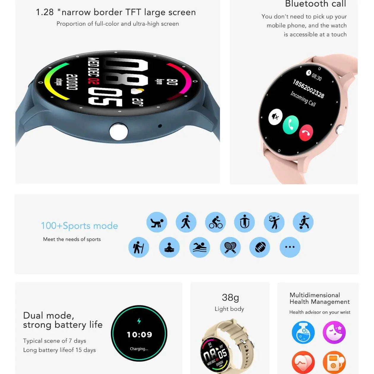 Feature-Rich Smartwatch: 1.28 HD Display Bluetooth Calling Extensive Sports Tracking (pink)" Wholesale Hub