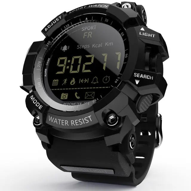 Rugged Sports Smartwatch - 50M Waterproof, 24H 3D Pedometer, Bluetooth Notifications & Long Battery Life(Black with white text) Wholesale Hub