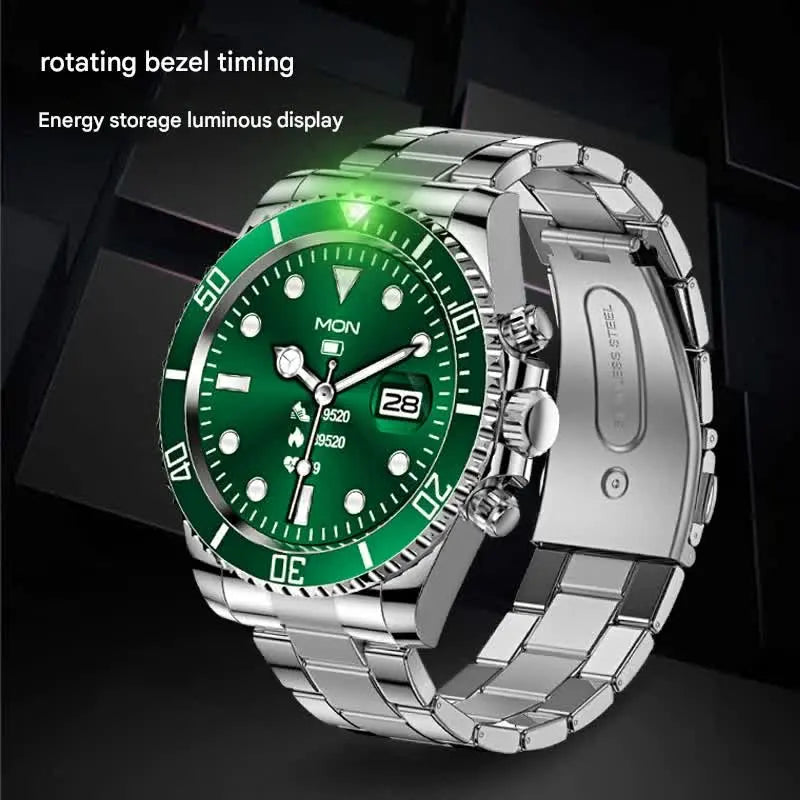 Classic Stainless Steel Smartwatch with Rotating Timer Bezel, Bluetooth Calling & Luminous Display(black) Wholesale Hub