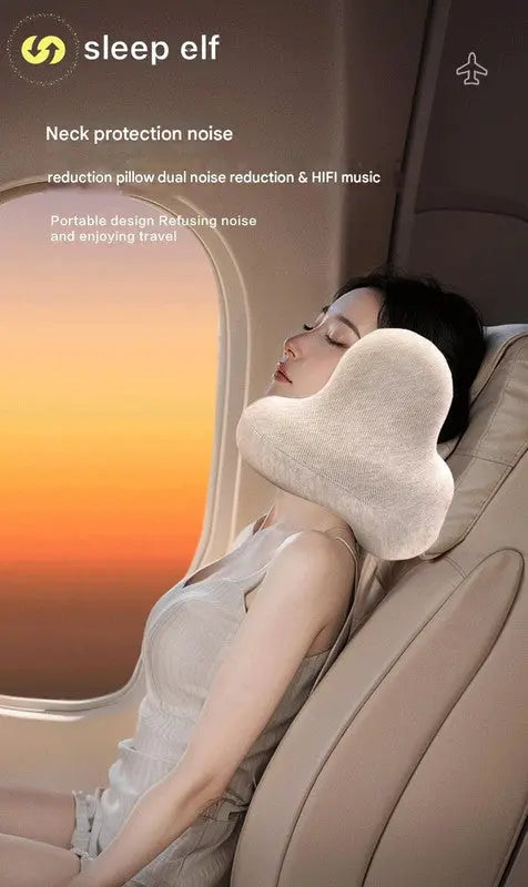 Smart Neck Pillow with Dual Noise Reduction, HIFI Bluetooth Music & Graphene Heating - Sleep Elf" Travel Pillow(Sky blue)" Wholesale Hub