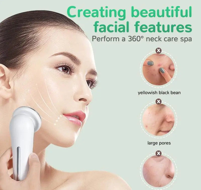 White Multifunctional Facial Beauty Wand with LED Photon Therapy, Hot Compress & Sonic Vibration(White) Wholesale Hub