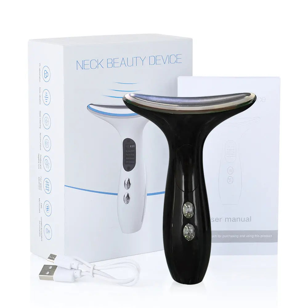 Multi-Function Neck & Face Beauty Device - 4-in-1 LED Light Therapy, EMS Lifting & Anti-Wrinkle Massager(black) Wholesale Hub