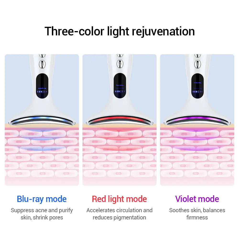 Multi-Function Neck & Face Beauty Device - 4-in-1 LED Light Therapy, EMS Lifting & Anti-Wrinkle Massager(black) Wholesale Hub