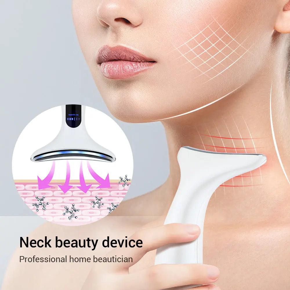Multi-Function Neck & Face Beauty Device - 4-in-1 LED Light Therapy, EMS Lifting & Anti-Wrinkle Massager(black) Wholesale Hub