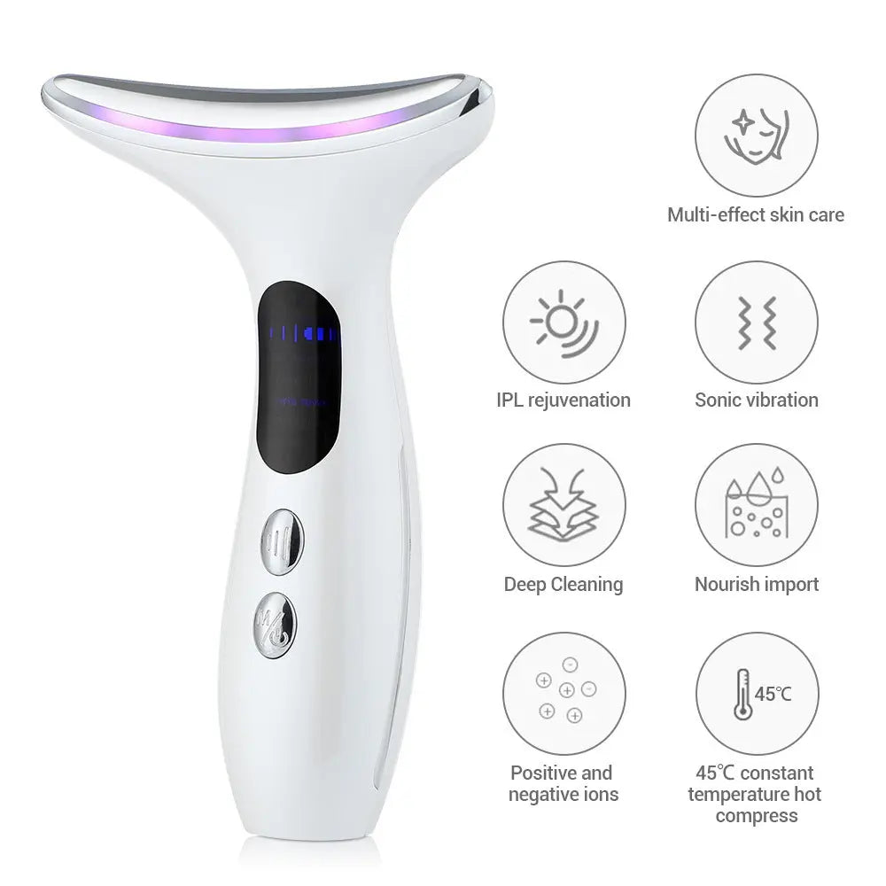 Multi-Function Neck & Face Beauty Device - 4-in-1 LED Light Therapy, EMS Lifting & Anti-Wrinkle Massager(Gradient) Wholesale Hub