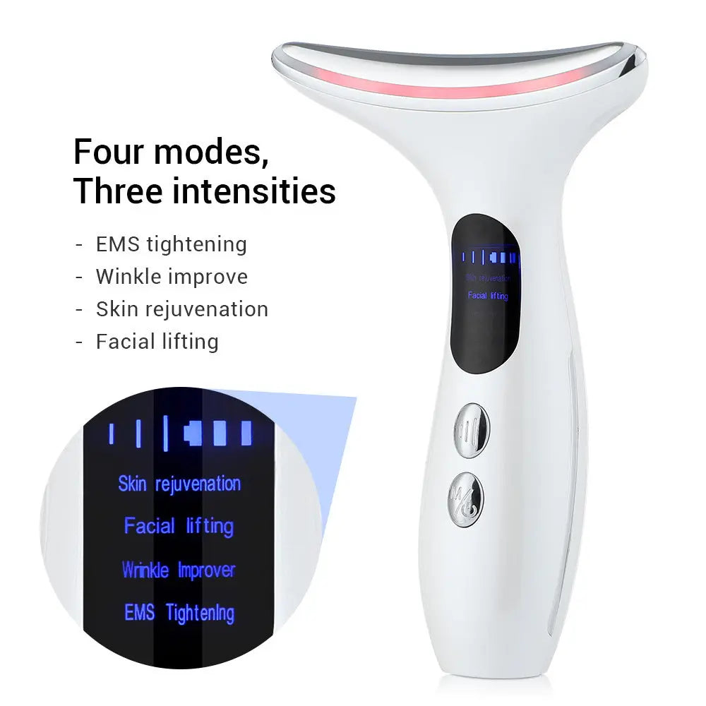 Multi-Function Neck & Face Beauty Device - 4-in-1 LED Light Therapy, EMS Lifting & Anti-Wrinkle Massager(Gradient) Wholesale Hub
