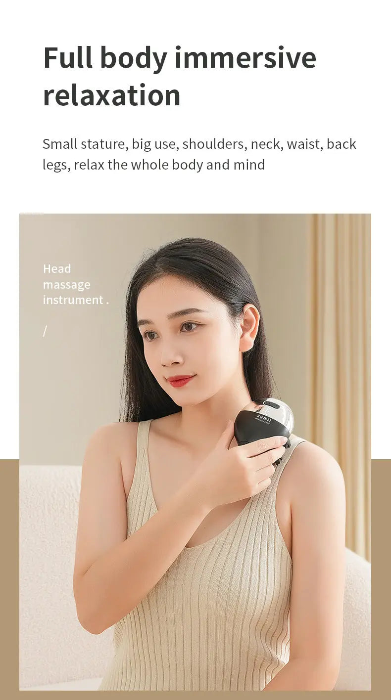 Intelligent 3D Electric Head & Scalp Massager - 7 Massage Techniques, IPX7 Waterproof, Rechargeable(black) Wholesale Hub