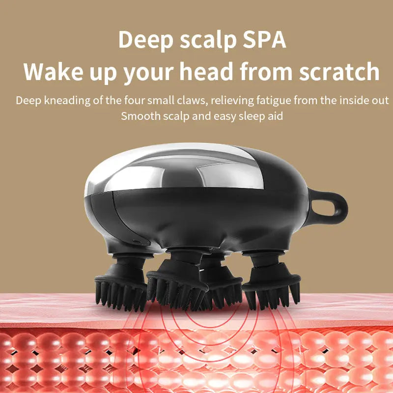 Intelligent 3D Electric Head & Scalp Massager - 7 Massage Techniques, IPX7 Waterproof, Rechargeable(Yellow) Wholesale Hub