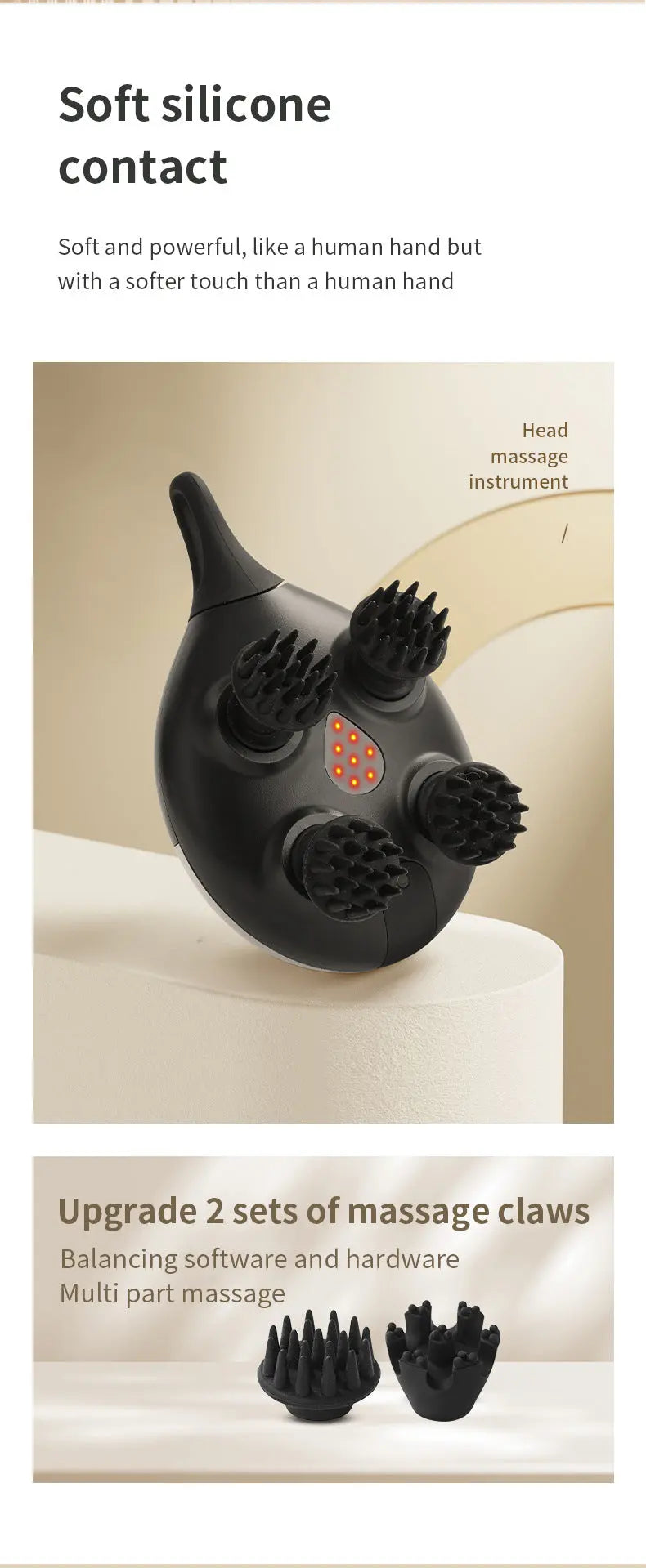 Intelligent 3D Electric Head & Scalp Massager - 7 Massage Techniques, IPX7 Waterproof, Rechargeable(Yellow) Wholesale Hub