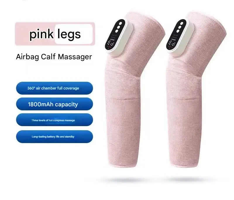 Rechargeable Air Compression Leg Massager with Heat Therapy for Knee & Calf Relief(pink-Double) Wholesale Hub