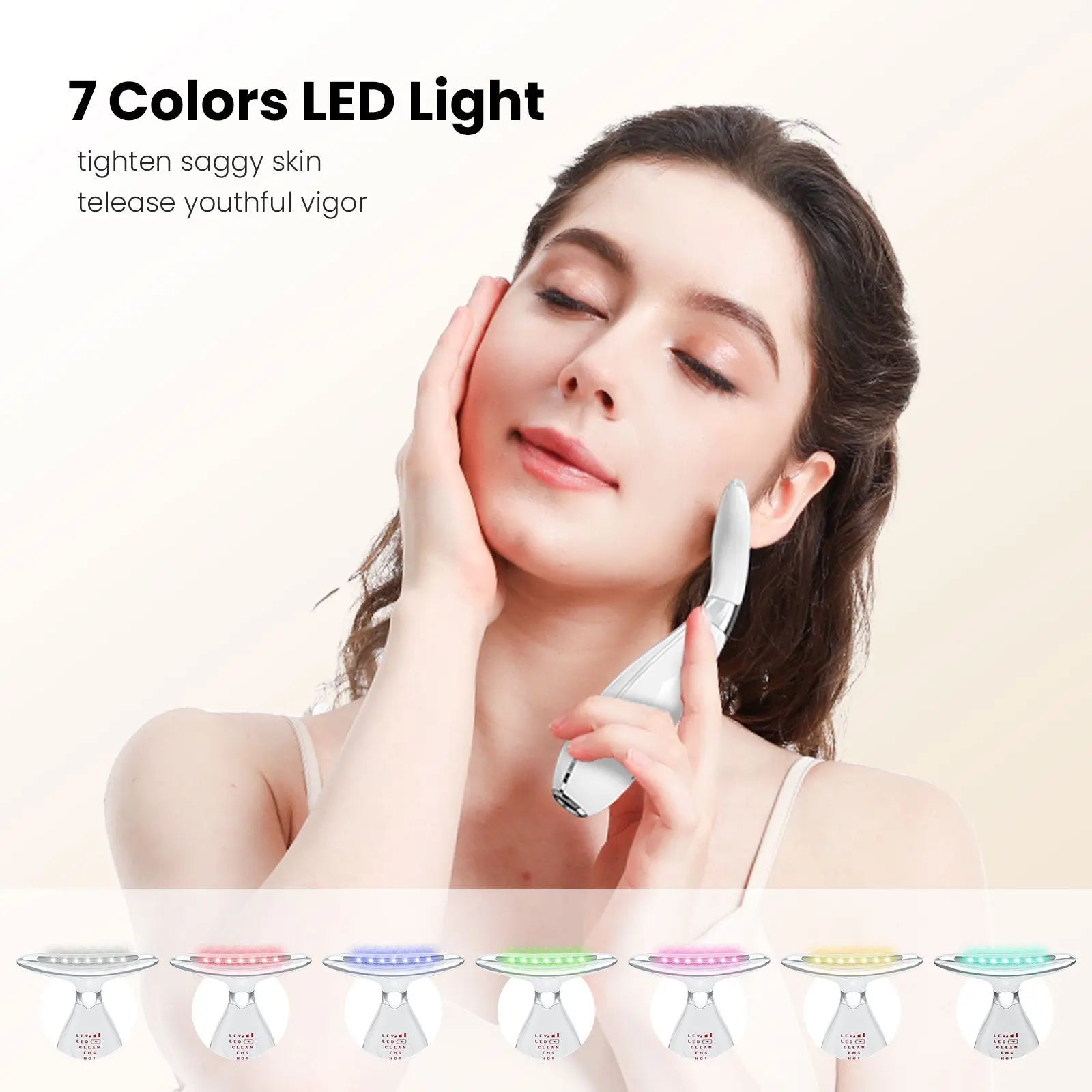 Multi-Function Facial & Neck Massager with LED Light Therapy, EMS & Warm Import - Rechargeable Skin Care Device(black) Wholesale Hub