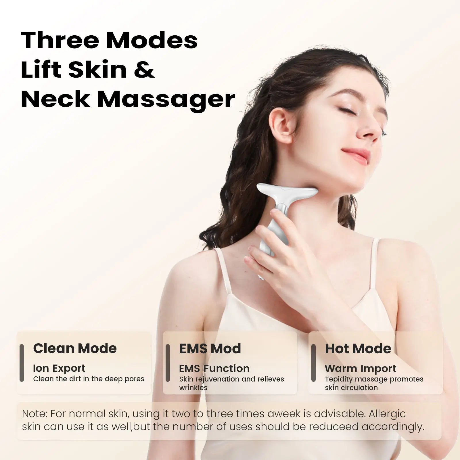 Multi-Function Facial & Neck Massager with LED Light Therapy, EMS & Warm Import - Rechargeable Skin Care Device(black) Wholesale Hub