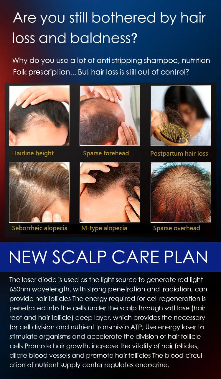 Advanced 4-in-1 Hair Growth Comb with LLLT, RF, EMS & Vibration Massage(White) Wholesale Hub