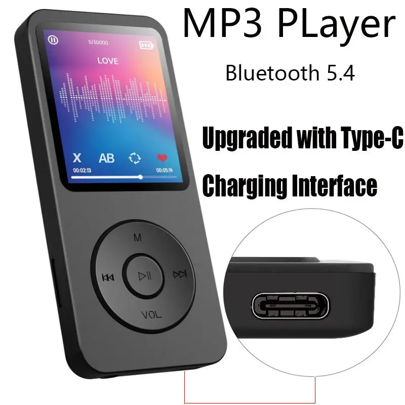 Portable Digital Music Player - Bluetooth 5.4, Hi-Fi Lossless Sound, 8GB Built-in & Expandable Storage(black 8GB) Wholesale Hub