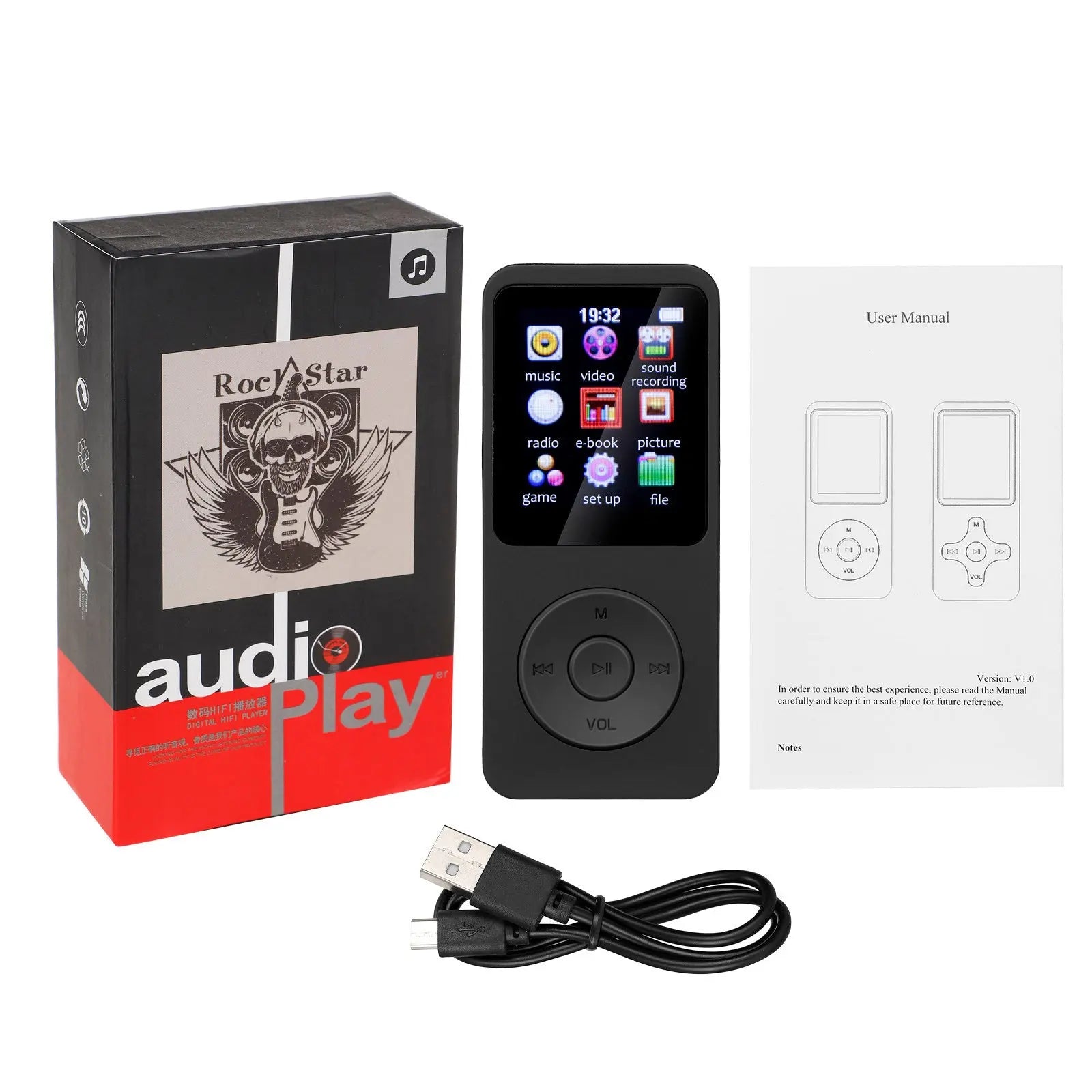 Portable Digital Music Player - Bluetooth 5.4, Hi-Fi Lossless Sound, 8GB Built-in & Expandable Storage(black 8GB) Wholesale Hub