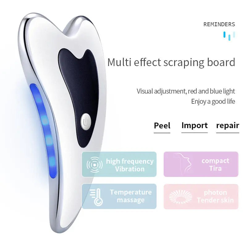 Electric Gua Sha Facial Massager with Heat, Vibration & LED Light Therapy - 4-in-1 Scraping Tool for Face Lifting, Skin Tightening & Anti-Wrinkle(White) Wholesale Hub