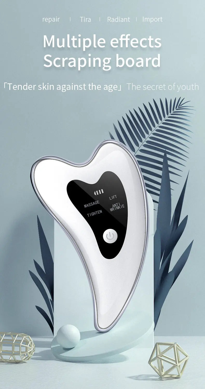 Electric Gua Sha Facial Massager with Heat, Vibration & LED Light Therapy - 4-in-1 Scraping Tool for Face Lifting, Skin Tightening & Anti-Wrinkle(White) Wholesale Hub