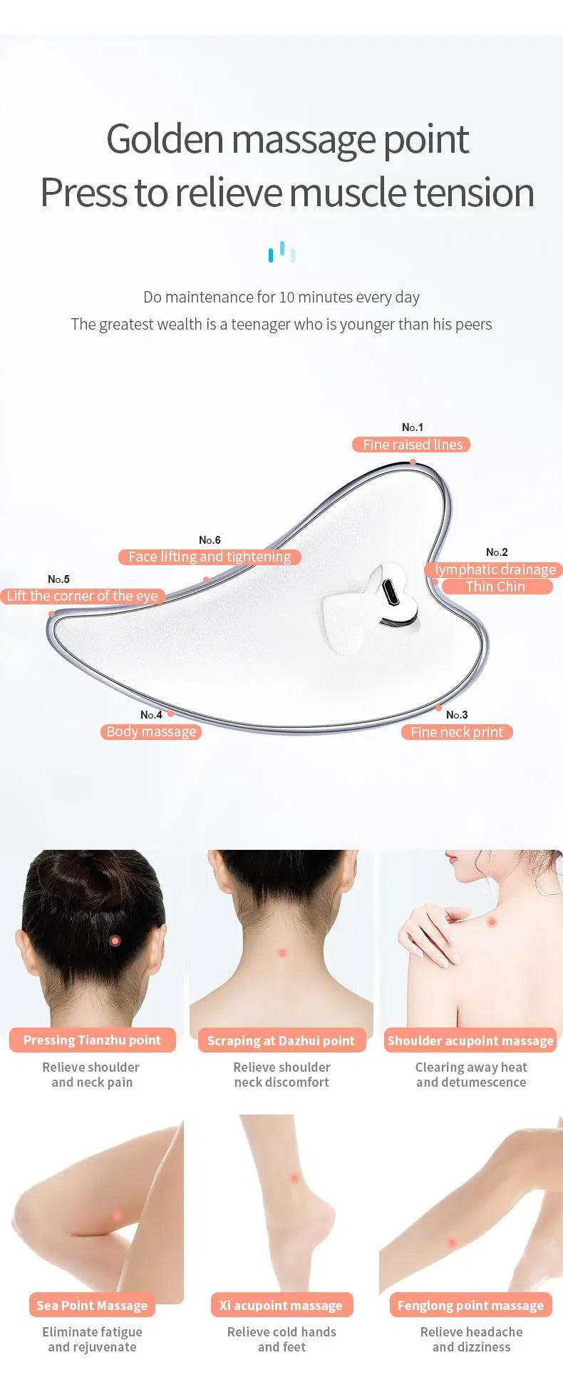 Electric Gua Sha Facial Massager with Heat, Vibration & LED Light Therapy - 4-in-1 Scraping Tool for Face Lifting, Skin Tightening & Anti-Wrinkle(White) Wholesale Hub