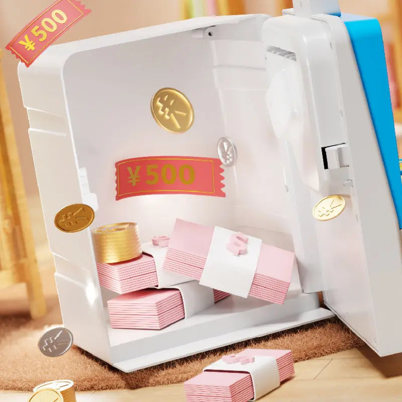 Kids Electronic ATM Piggy Bank with Simulated Facial Recognition & Password - Auto Roll-in Banknote & Coin Money Box for Financial Learning(pink) Wholesale Hub