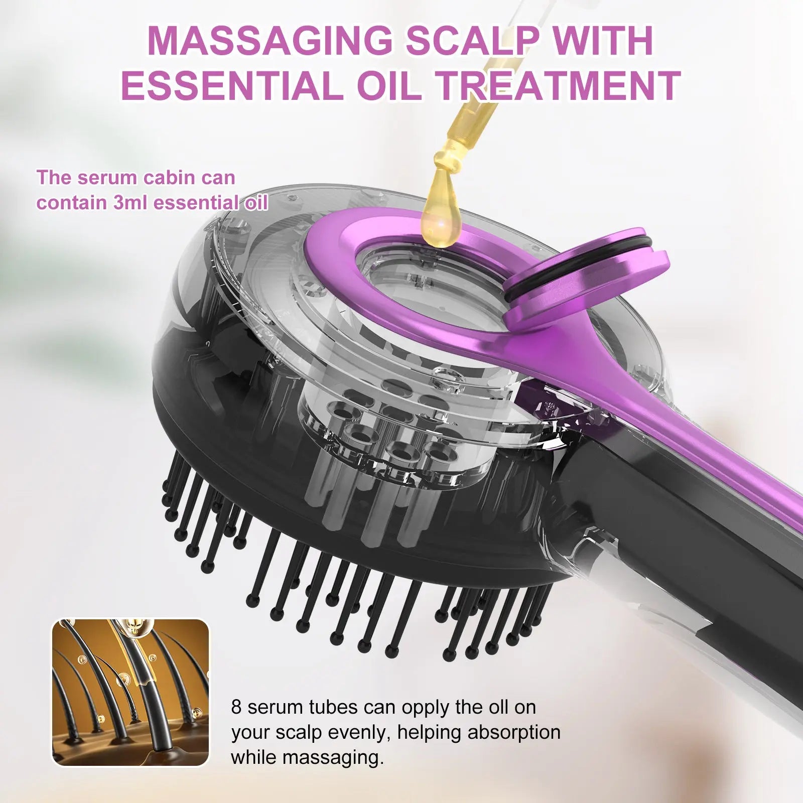 Electric Scalp Massager & Essential Oil Applicator Brush - 360 Kneading, 3 Modes, USB-C Rechargeable(black) Wholesale Hub