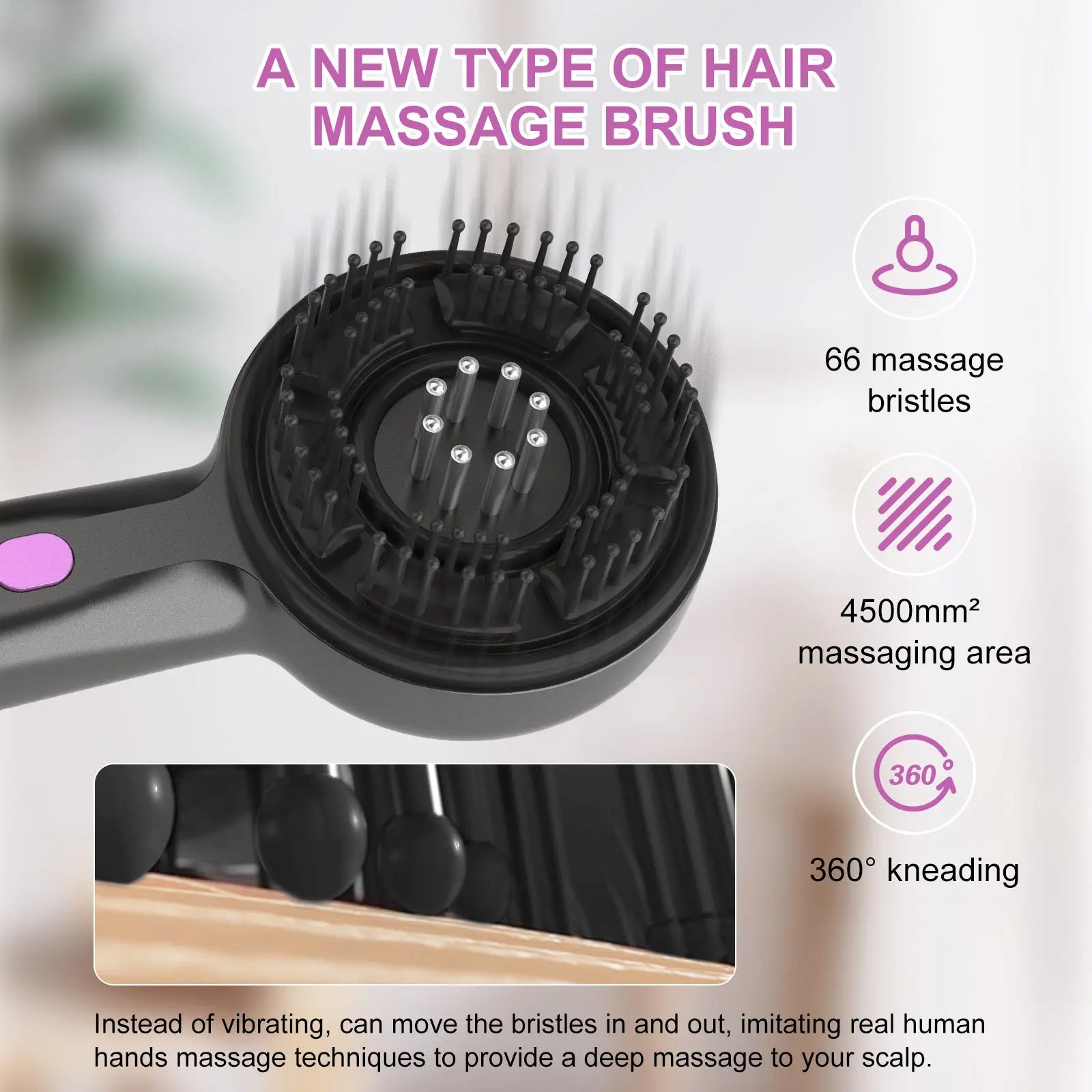 Electric Scalp Massager & Essential Oil Applicator Brush - 360 Kneading, 3 Modes, USB-C Rechargeable(red) Wholesale Hub