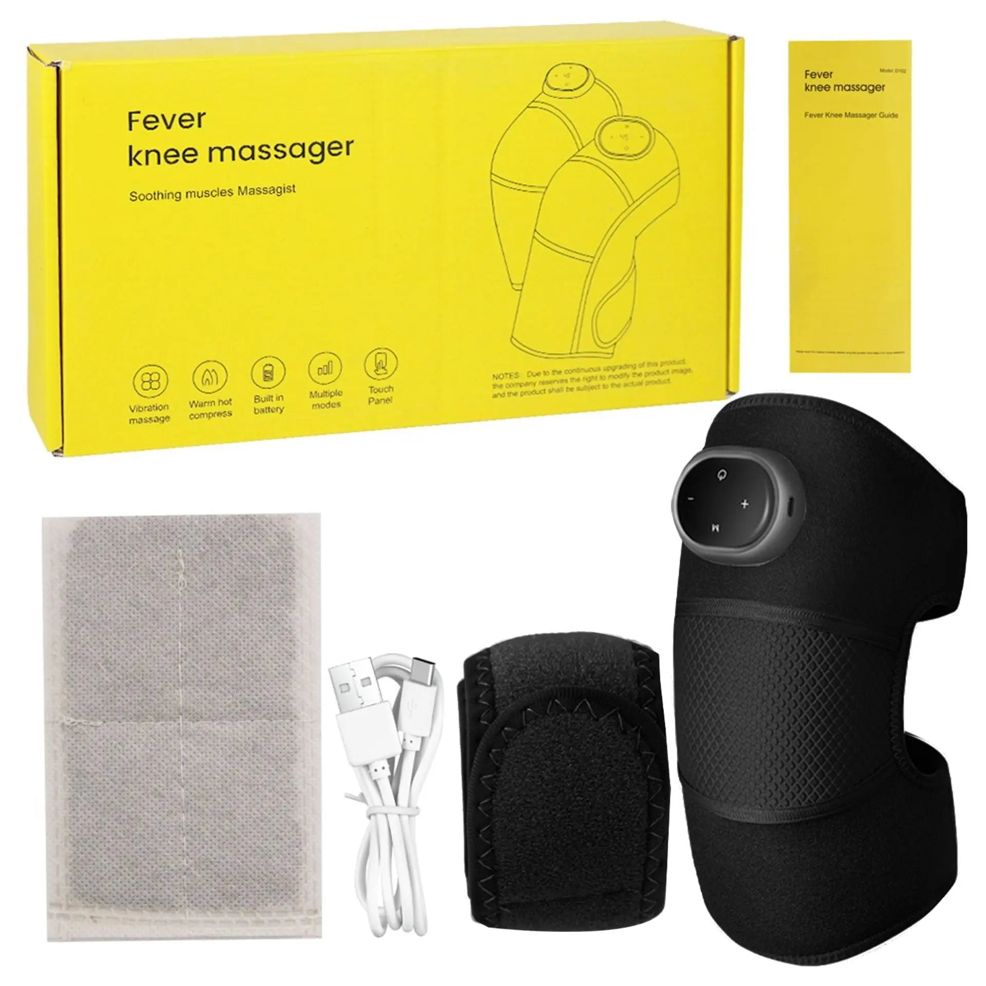 Rechargeable Heated Knee Massager Brace with Vibration & Adjustable Straps(Black) Wholesale Hub