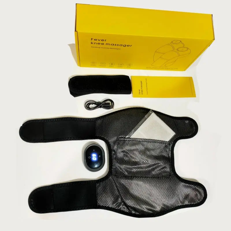 Rechargeable Heated Knee Massager Brace with Vibration & Adjustable Straps(Black) Wholesale Hub