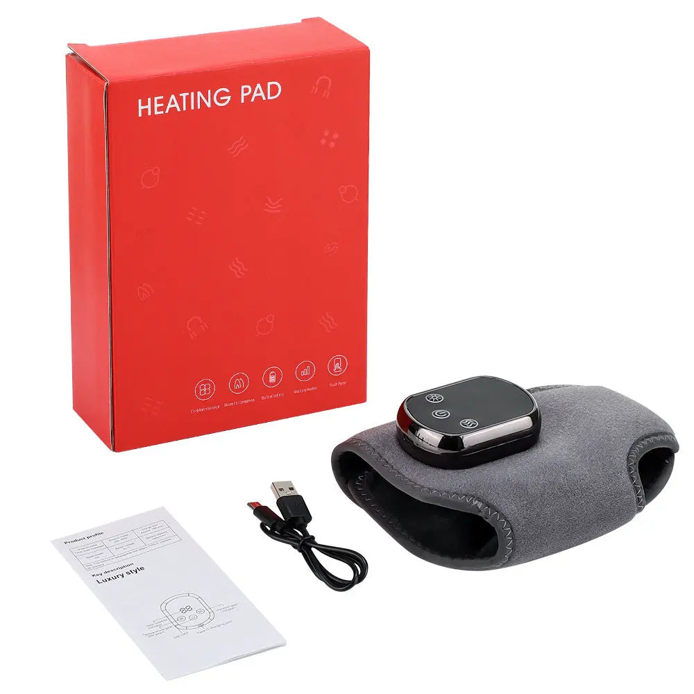 Rechargeable Electric Heating Ankle Brace with Vibration Massage - 5 Heat Levels & 3 Massage Modes(Grey) Wholesale Hub