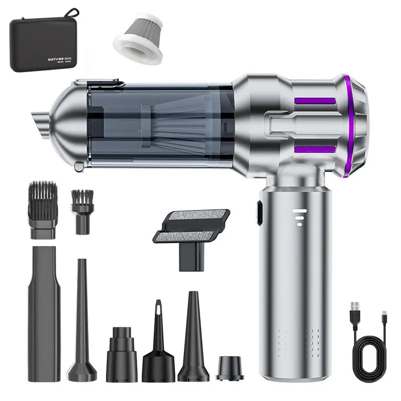 Silver and Purple 4-in-1 Cordless Handheld Vacuum Cleaner - Powerful 16KPa Suction with Brushless Motor, Blower & Air Pump Wholesale Hub