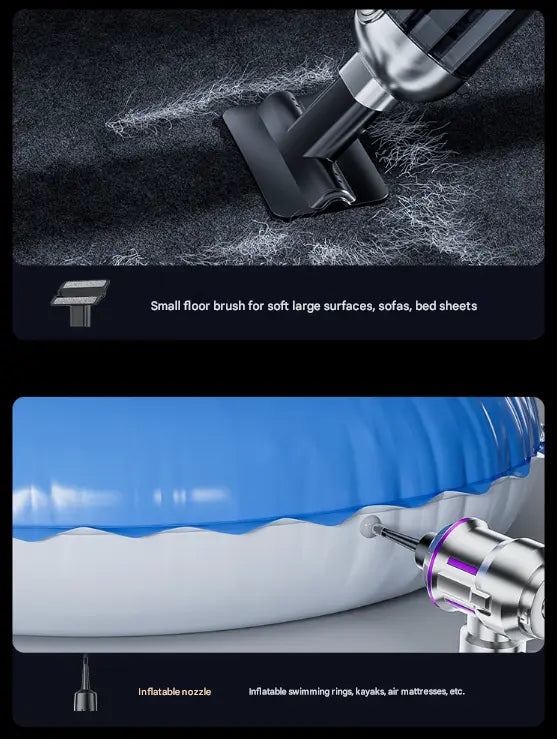 Silver and Purple 4-in-1 Cordless Handheld Vacuum Cleaner - Powerful 16KPa Suction with Brushless Motor, Blower & Air Pump Wholesale Hub